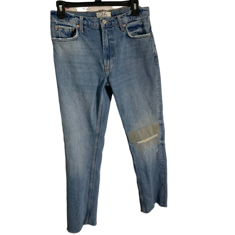 Free People We The Free Cotton Seamed Patch Design Ankle Boyfriend Jeans Size 26